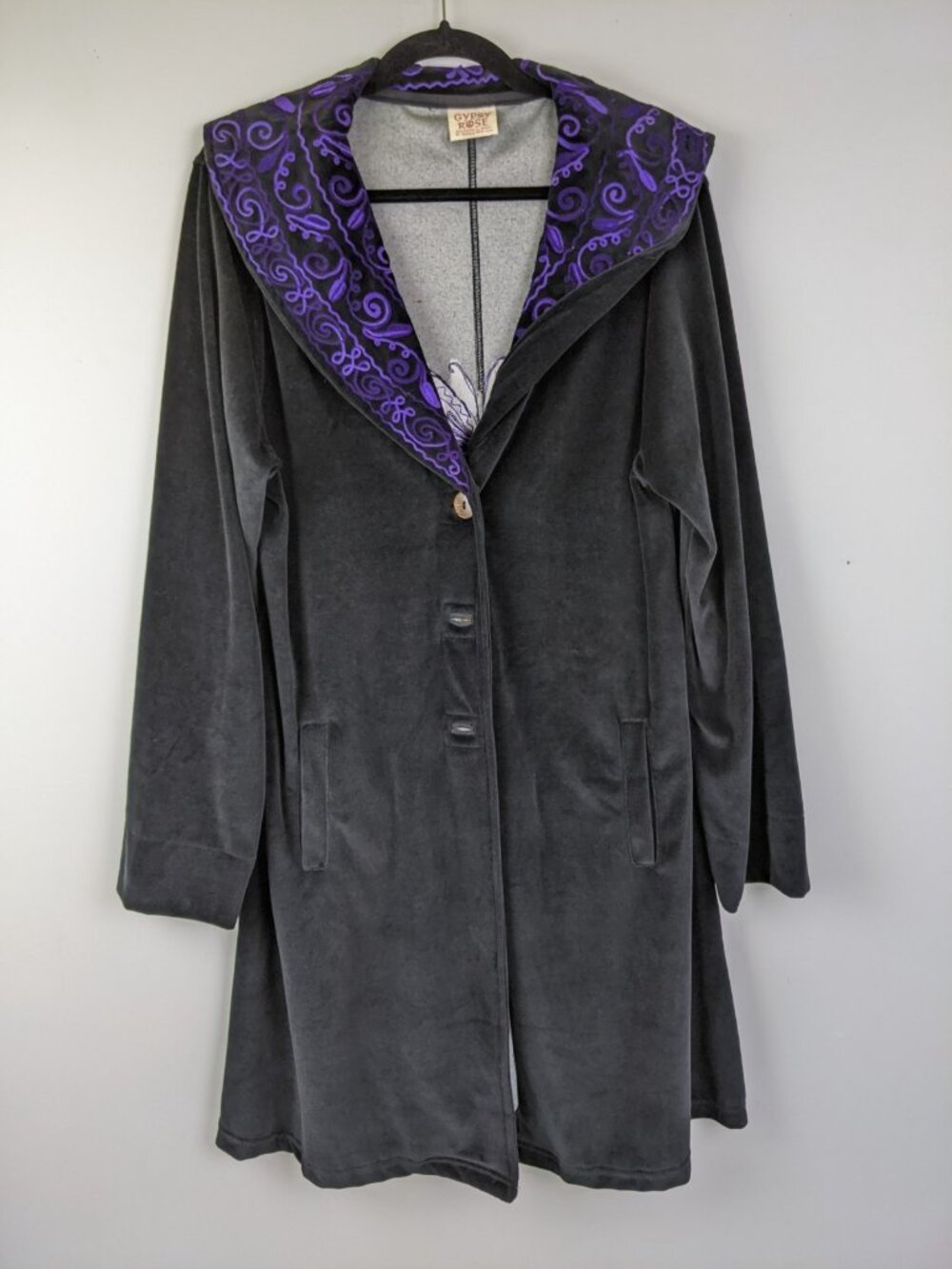 Gypsy Rose Long Cotton Robe Jacket Handmade Butterfly Size Large XL Nepal